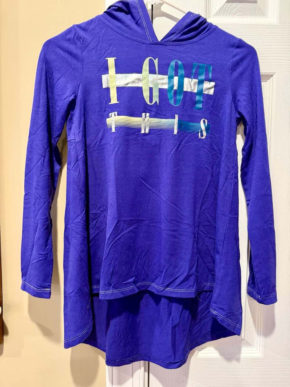 Joe Fresh Active Long Sleeve Hoodie Kids Size 10-12 Purple I Got This